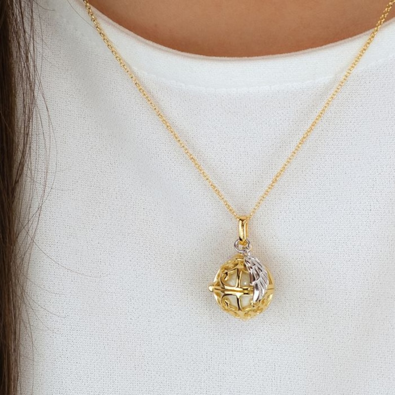 Main Image 3 of Angel Whisperer Sterling Silver Gold Plated Wing Pendant Necklace