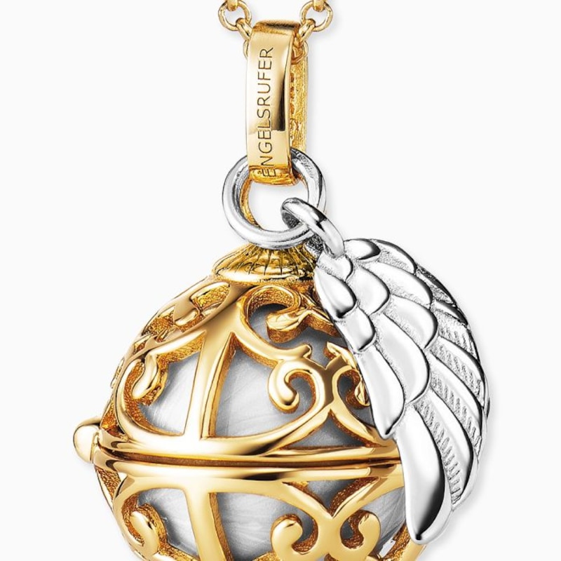 Main Image 4 of Angel Whisperer Sterling Silver Gold Plated Wing Pendant Necklace