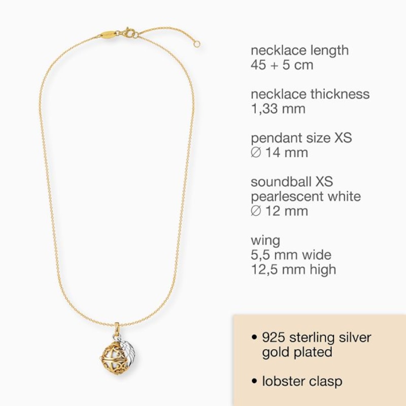 Main Image 6 of Angel Whisperer Sterling Silver Gold Plated Wing Pendant Necklace