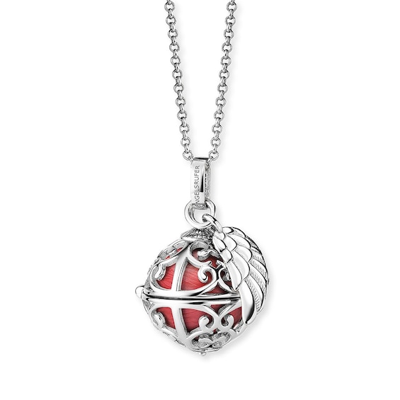 Angel Whisperer Sterling Silver Red Chime Wing Pendant Neckl