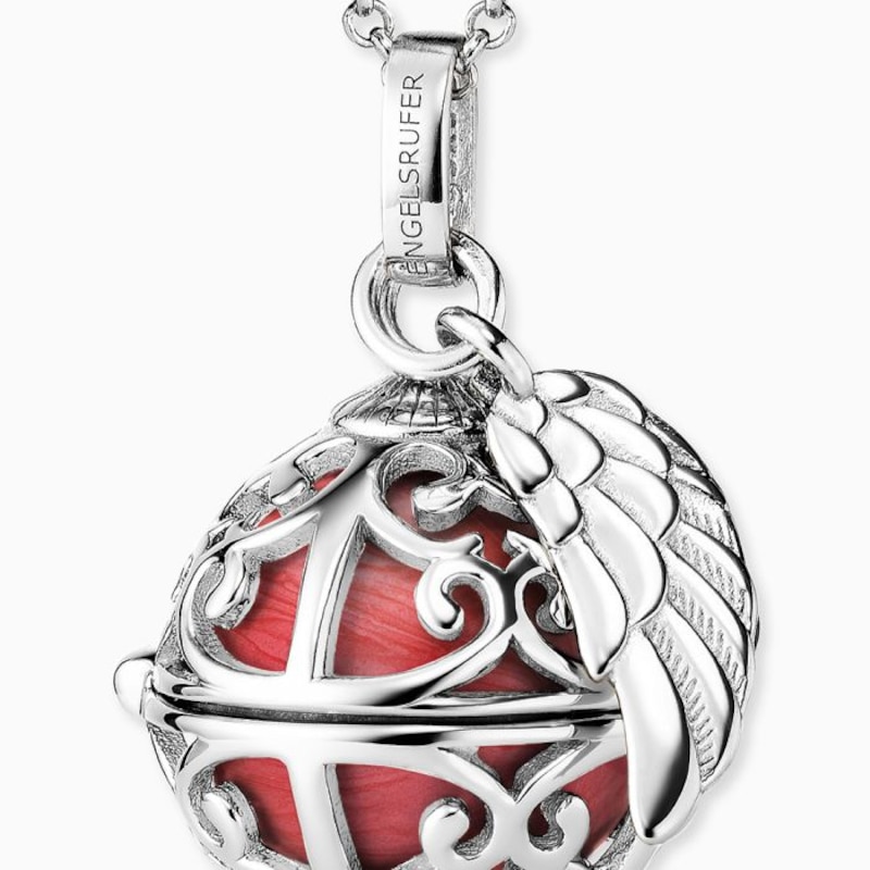Main Image 2 of Angel Whisperer Sterling Silver Red Chime Wing Pendant Necklace