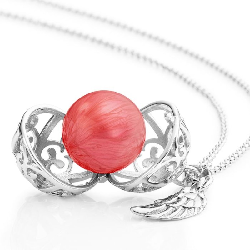 Main Image 5 of Angel Whisperer Sterling Silver Red Chime Wing Pendant Necklace