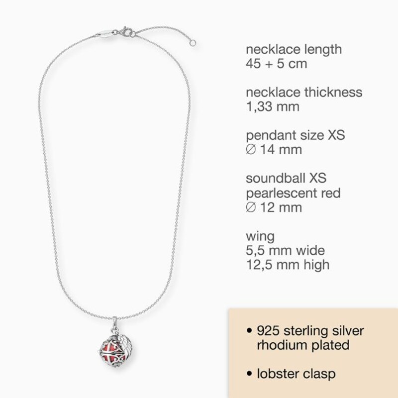 Main Image 6 of Angel Whisperer Sterling Silver Red Chime Wing Pendant Necklace