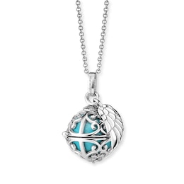 Angel Whisperer Sterling Silver Turquoise Chime Wing Pendant Necklace