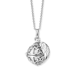 Angel Whisperer Sterling Silver White Chime Wing Pendant Necklace