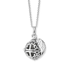 Angel Whisperer Sterling Silver Grey Chime Wing Pendant Necklace