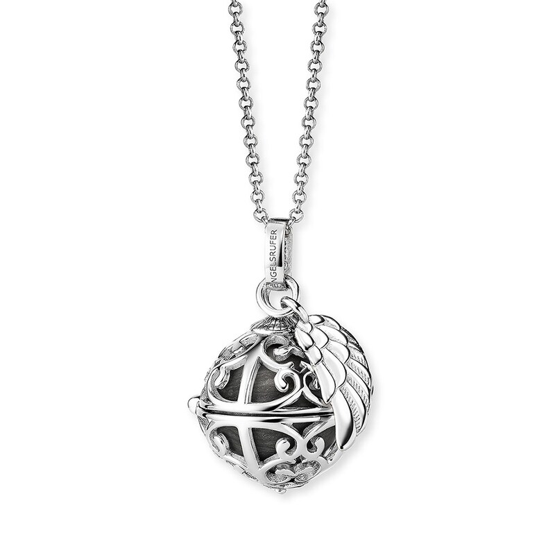 Main Image 1 of Angel Whisperer Sterling Silver Grey Chime Wing Pendant Necklace
