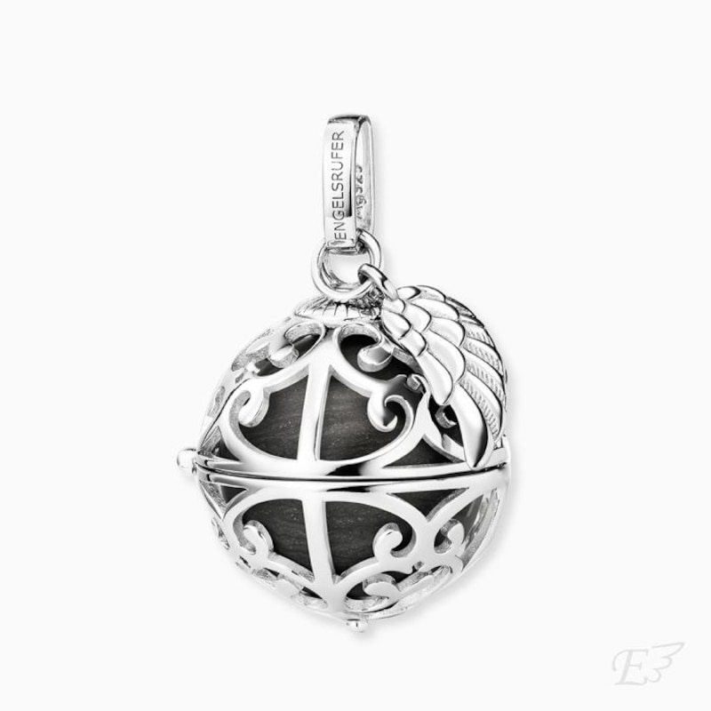 Main Image 2 of Angel Whisperer Sterling Silver Grey Chime Wing Pendant Necklace