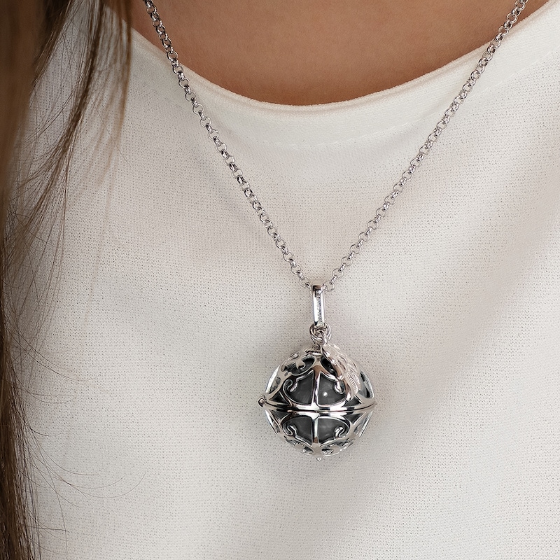 Main Image 4 of Angel Whisperer Sterling Silver Grey Chime Wing Pendant Necklace