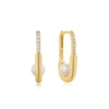 Thumbnail Image 1 of Anie Haie 14ct Gold Plated Pearl & CZ Interlock Oval Hoop Earrings