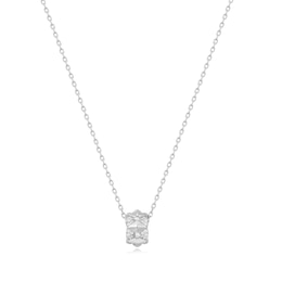 Anie Haie Sterling Silver Rhodium Plated Geometric Sparkle Pendant Necklace