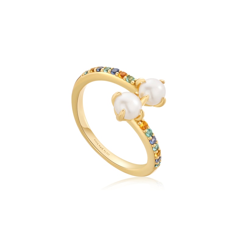 Anie Haie 14ct Gold Plated Gem Pearl Wrap Adjustable Ring