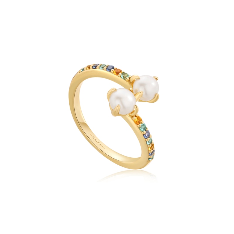 Main Image 1 of Anie Haie 14ct Gold Plated Gem Pearl Wrap Adjustable Ring