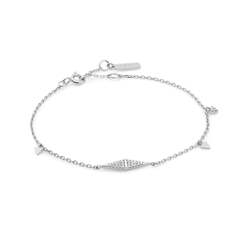 Anie Haie Sterling Silver Rhodium Plated CZ Geometric Chain Bracelet