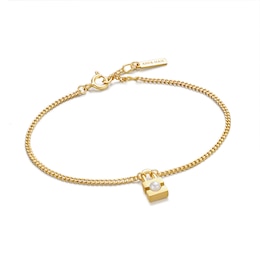 Anie Haie 14ct Gold Plated Pearl Padlock Bracelet