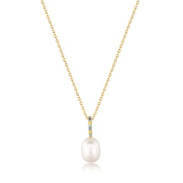 Anie Haie 14ct Gold Plated Gem Pearl Drop Pendant Necklace