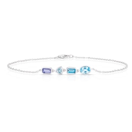 9ct White Gold Cleo Blue Multi Gem Multi Shape Bracelet