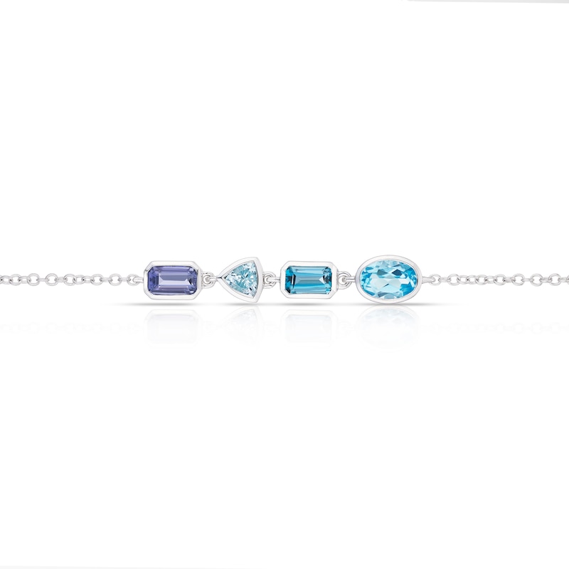 Main Image 2 of 9ct White Gold Cleo Blue Multi Gem Multi Shape Bracelet