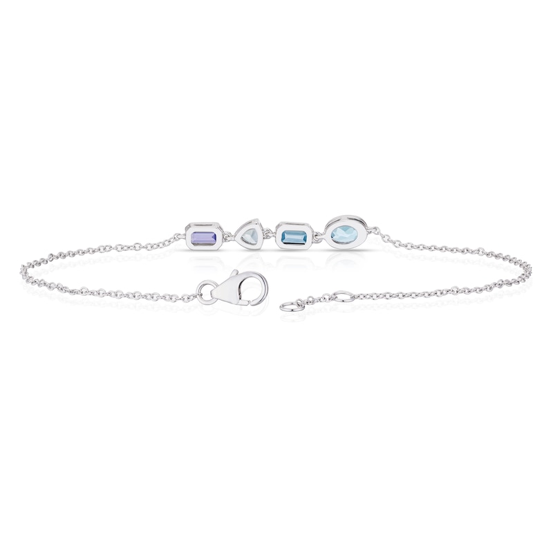 Main Image 3 of 9ct White Gold Cleo Blue Multi Gem Multi Shape Bracelet