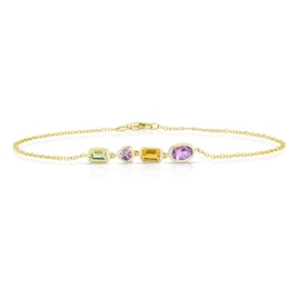 9ct Yellow Gold Cleo Multi Gem Multi Shape Bracelet