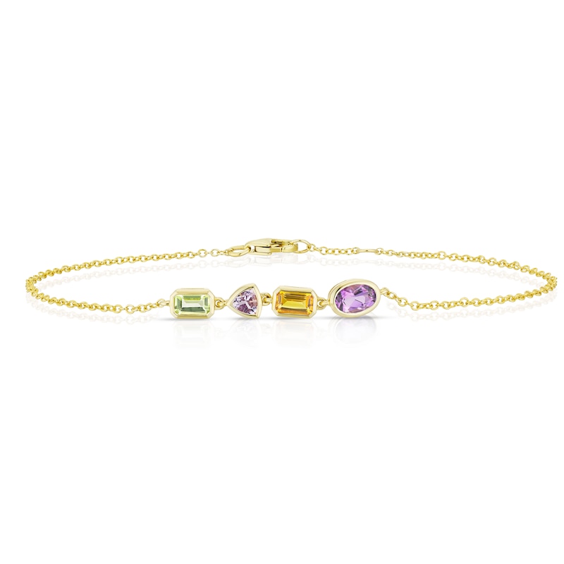 Main Image 1 of 9ct Yellow Gold Cleo Multi Gem Multi Shape Bracelet