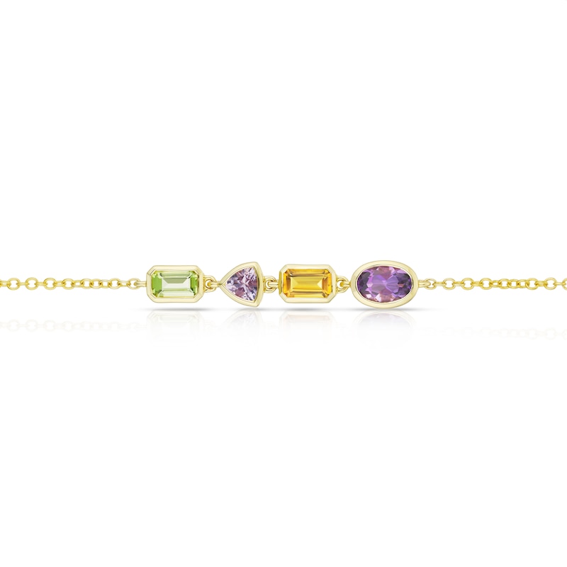 Main Image 2 of 9ct Yellow Gold Cleo Multi Gem Multi Shape Bracelet