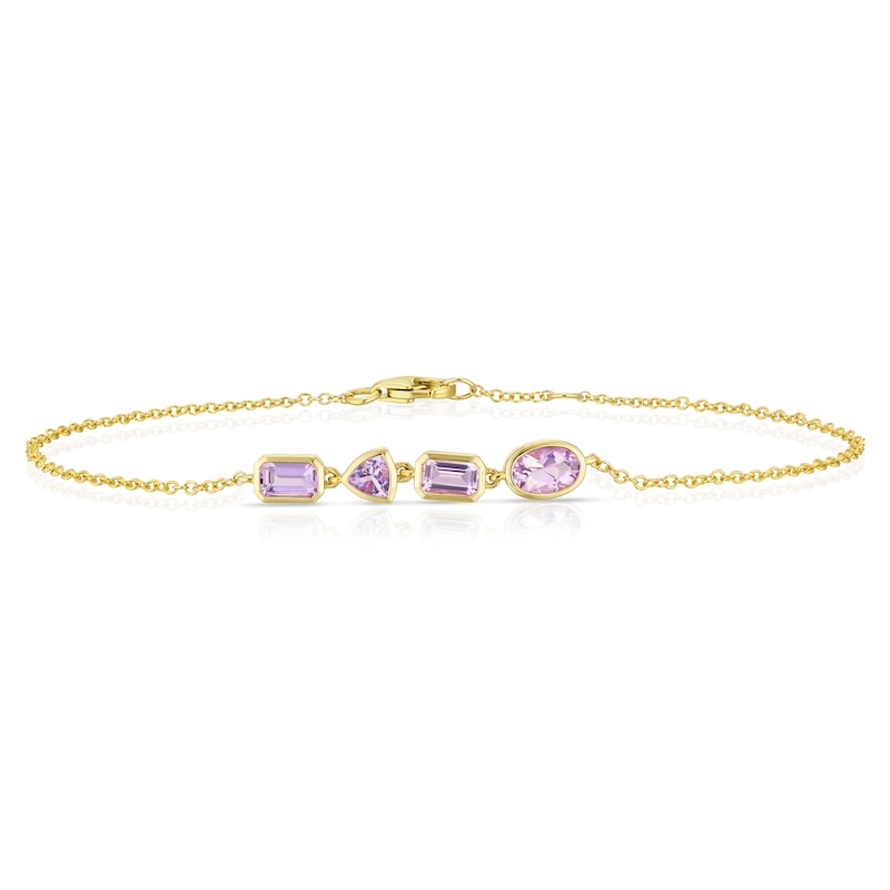 Main Image 1 of 9ct Yellow Gold Cleo Rose De France Amethyst Multi Shape Bracelet