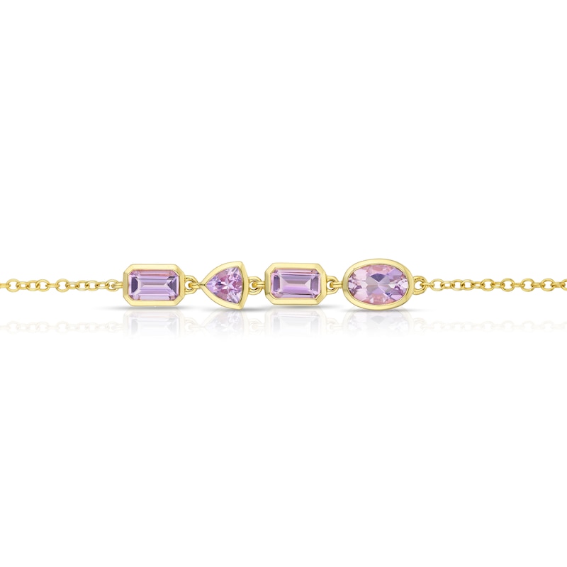 Main Image 2 of 9ct Yellow Gold Cleo Rose De France Amethyst Multi Shape Bracelet