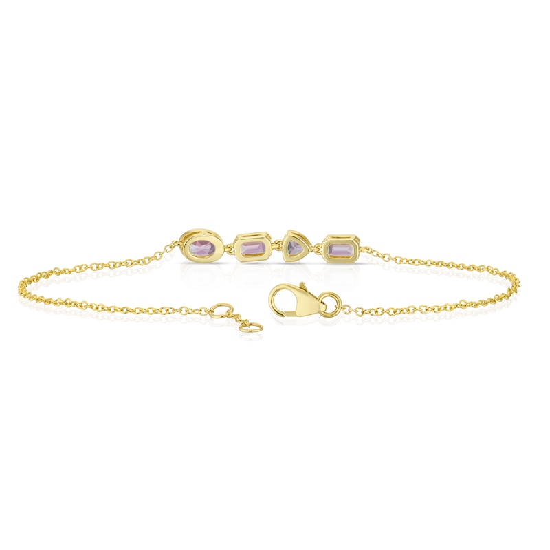 Main Image 3 of 9ct Yellow Gold Cleo Rose De France Amethyst Multi Shape Bracelet