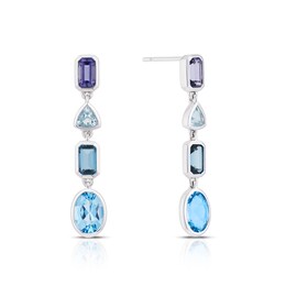 9ct White Gold Cleo Blue Multi Gem Multi Shape Earrings