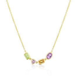 9ct Yellow Gold Cleo Multi Gem Multi Shape Necklace