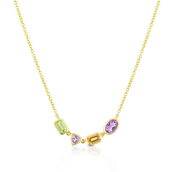 9ct Yellow Gold Cleo Multi Gem Multi Shape Necklace