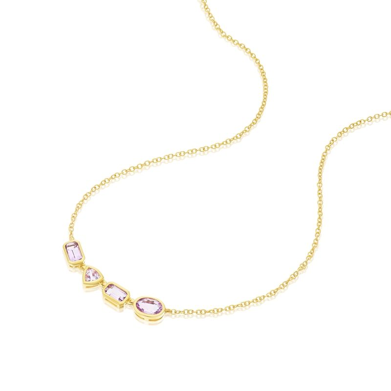 Main Image 2 of 9ct Yellow Gold Cleo Rose De France Amethyst Multi Shape Necklace