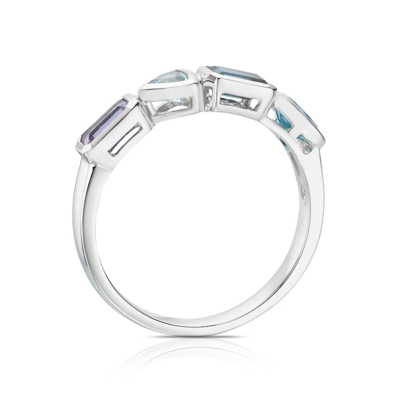 Main Image 3 of 9ct White Gold Cleo Blue Multi Gem Multi Shape Ring