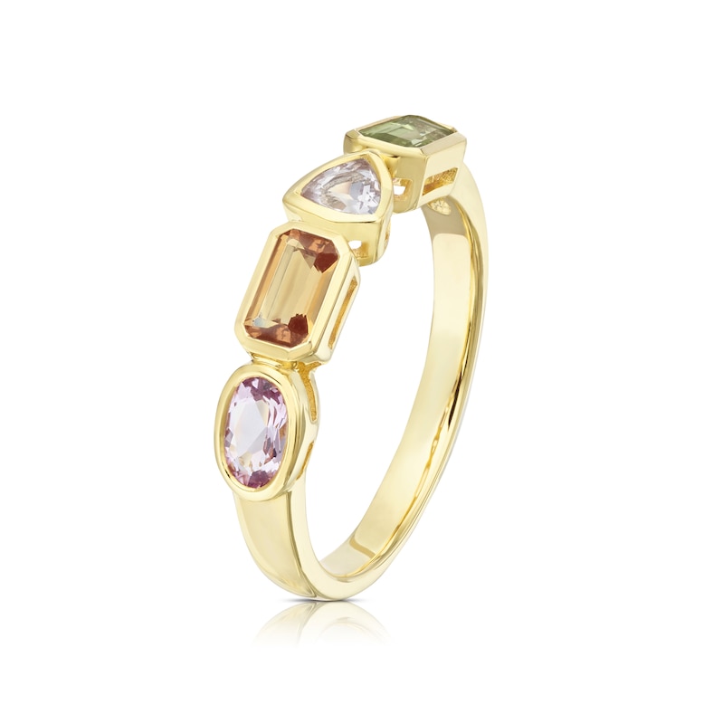 Main Image 2 of 9ct Yellow Gold Cleo Multi Gem Multi Shape Ring