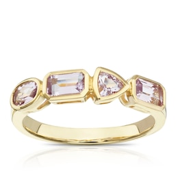 9ct Yellow Gold Cleo Rose De France Amethyst Multi Shape Ring