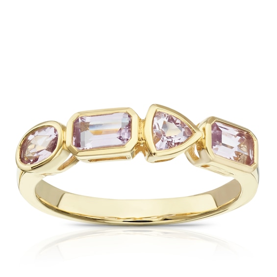 9ct Yellow Gold Cleo Rose De France Amethyst Multi Shape Rin