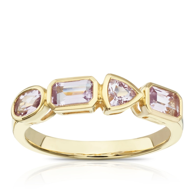 Main Image 1 of 9ct Yellow Gold Cleo Rose De France Amethyst Multi Shape Ring