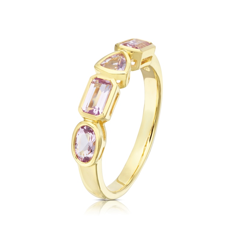 Main Image 2 of 9ct Yellow Gold Cleo Rose De France Amethyst Multi Shape Ring