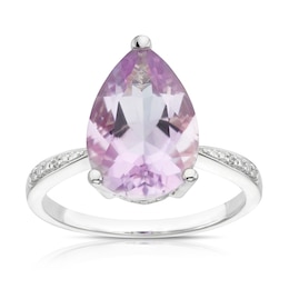 9ct White Gold Olivia Rose De France Amethyst & Diamond Ring