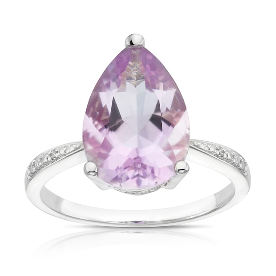 9ct White Gold Olivia Rose De France Amethyst and Diamond Ring