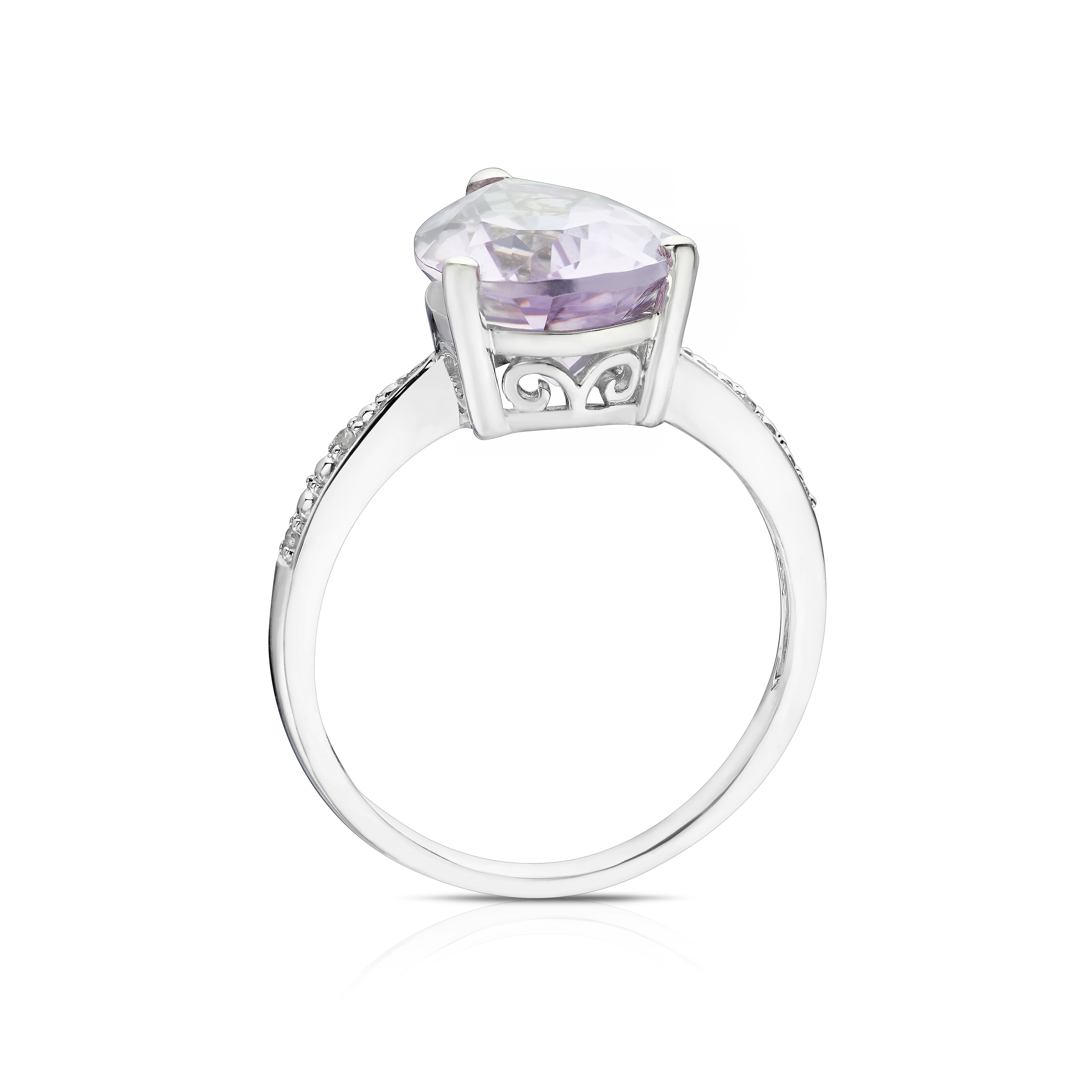 Main Image 3 of 9ct White Gold Olivia Rose De France Amethyst & Diamond Ring