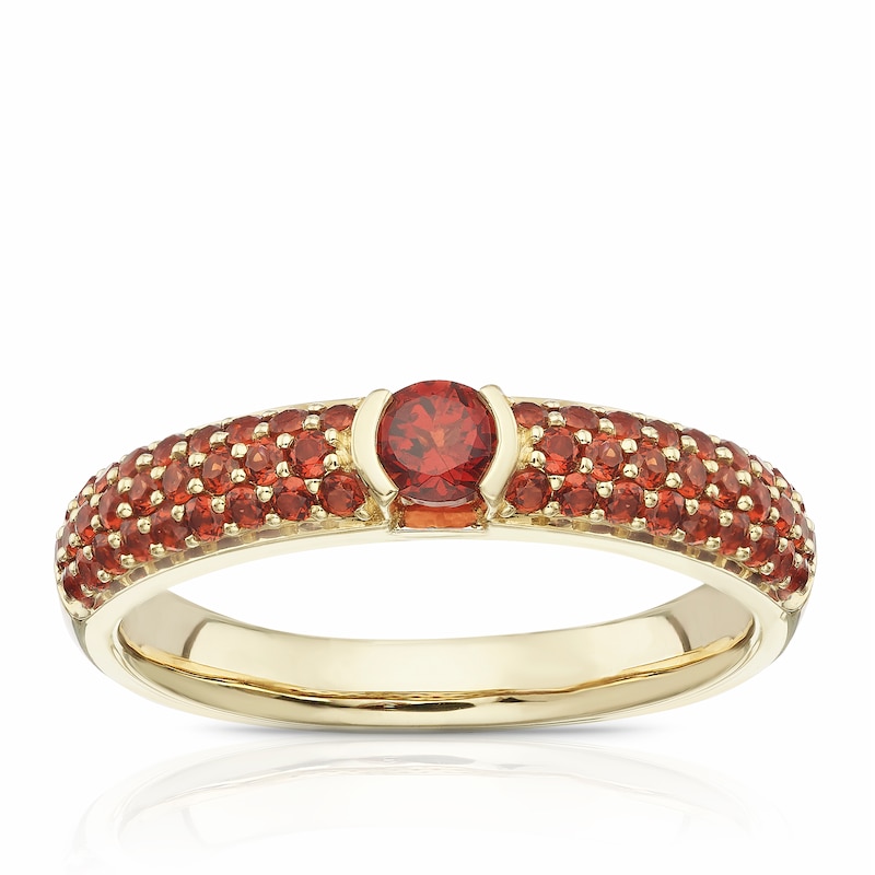 Main Image 1 of 9ct Yellow Gold Lola Garnet Cluster Eternity Ring