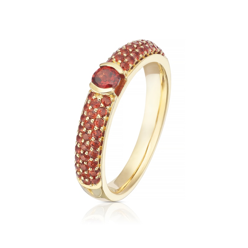 Main Image 2 of 9ct Yellow Gold Lola Garnet Cluster Eternity Ring