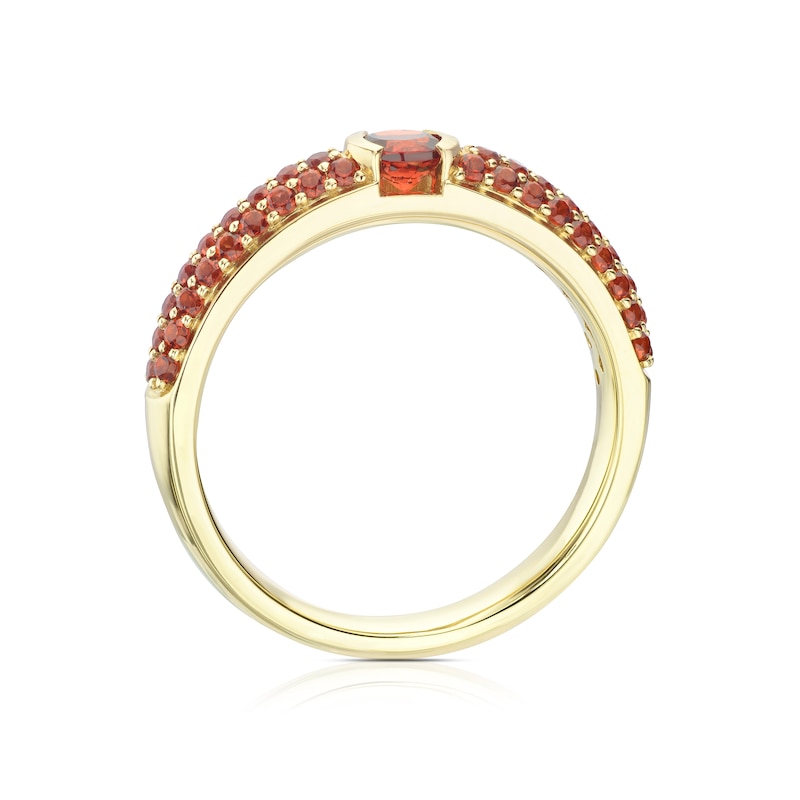 Main Image 3 of 9ct Yellow Gold Lola Garnet Cluster Eternity Ring