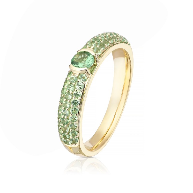 Main Image 2 of 9ct Yellow Gold Lola Tsavorite Cluster Eternity Ring