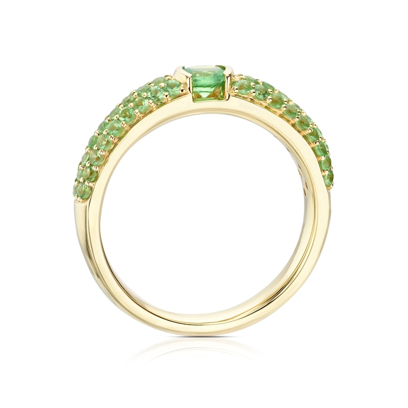 Main Image 3 of 9ct Yellow Gold Lola Tsavorite Cluster Eternity Ring