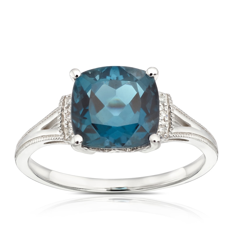 Main Image 1 of 9ct White Gold Bella London Blue Topaz & Diamond Ring