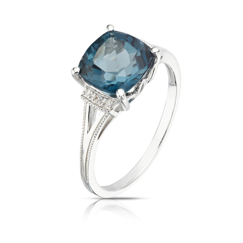 Main Image 2 of 9ct White Gold Bella London Blue Topaz & Diamond Ring