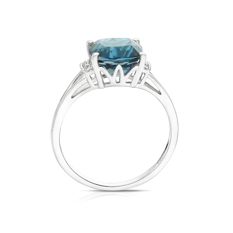 Main Image 3 of 9ct White Gold Bella London Blue Topaz & Diamond Ring
